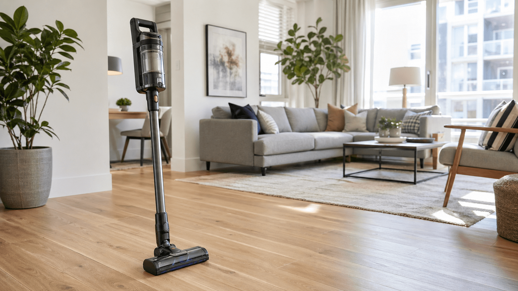 Cordless vacuum cleaner Canada lifestyle image in a modern home
