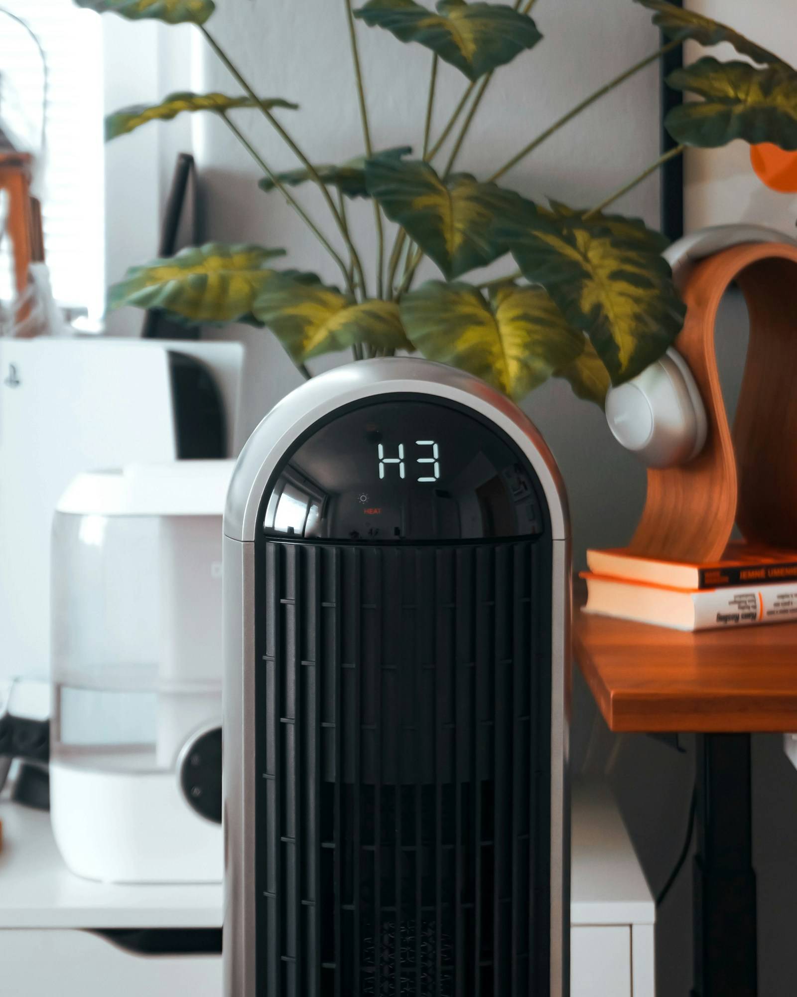 Air purifier in a clean indoor room