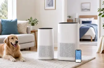Levoit Vital 100S-P and Vital 200S-P air purifiers compared in a bright Canadian living room